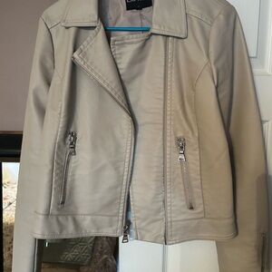Women's Beige Leather Jacket
